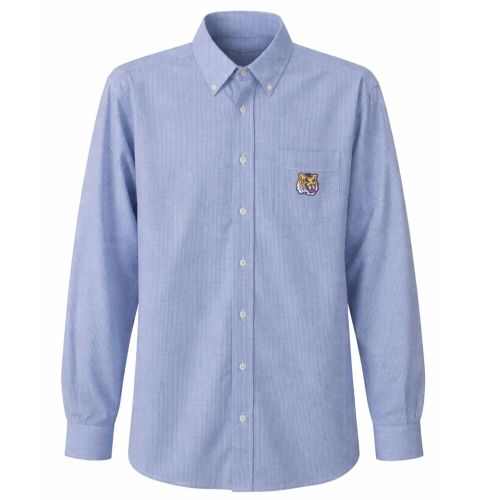 NCAA LSU TIGERS STRIPED CASUAL PREPPY LONG SLEEVE BUTTON DOWN DRESS SHIRT LARGE